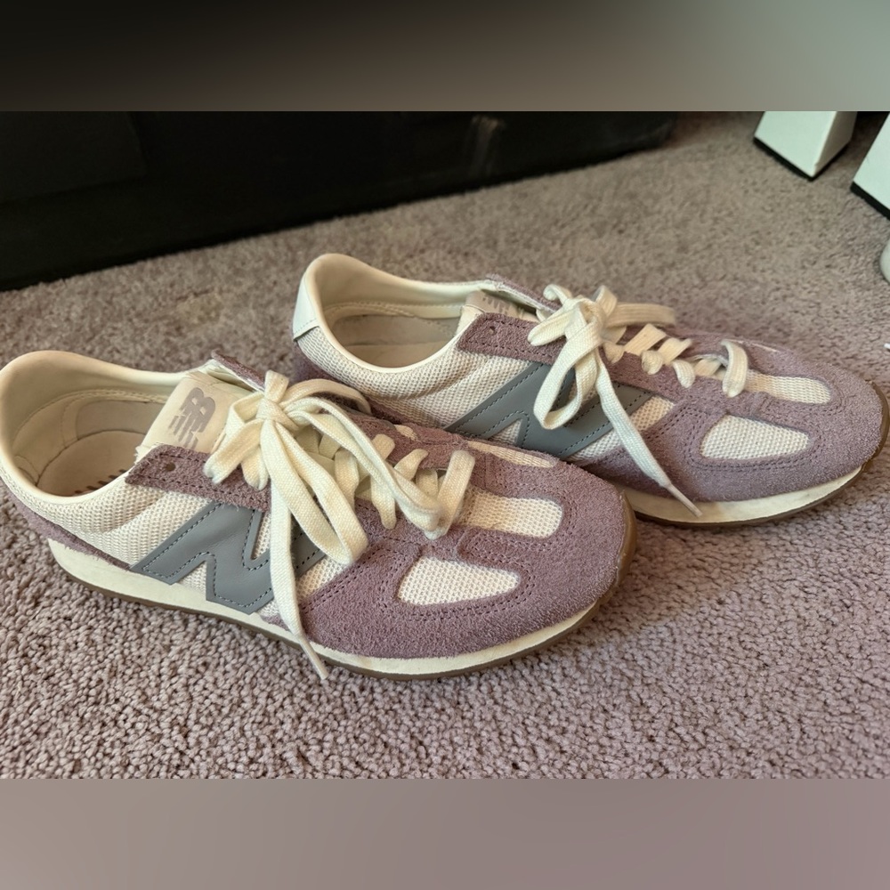 New Balance Lavender Suede & Gray Logo Retro Runners